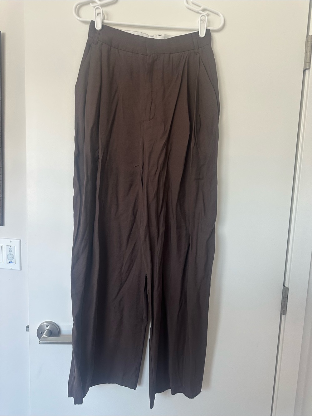 Zara Brown Modal Pleated Trousers - XS